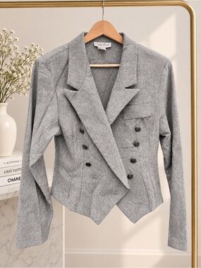 Christina Light Gray Double-Breasted Tailored Blazer